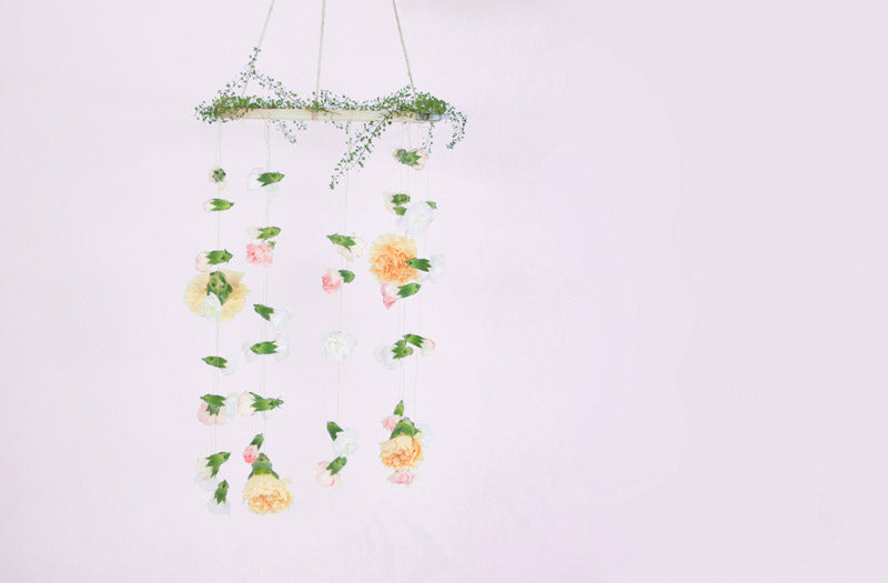DIY facile pour decoration mariage champetre : suspension de fleurs