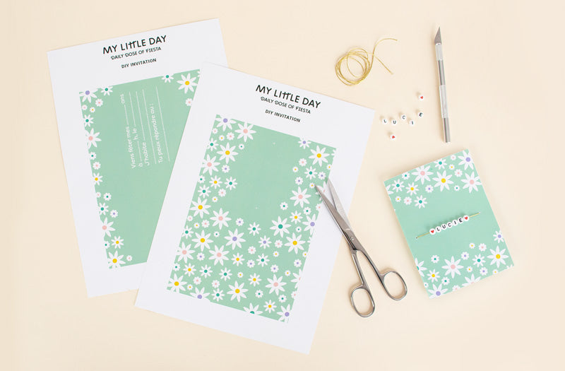 Carte invitation anniversaire à imprimer avec bracelet