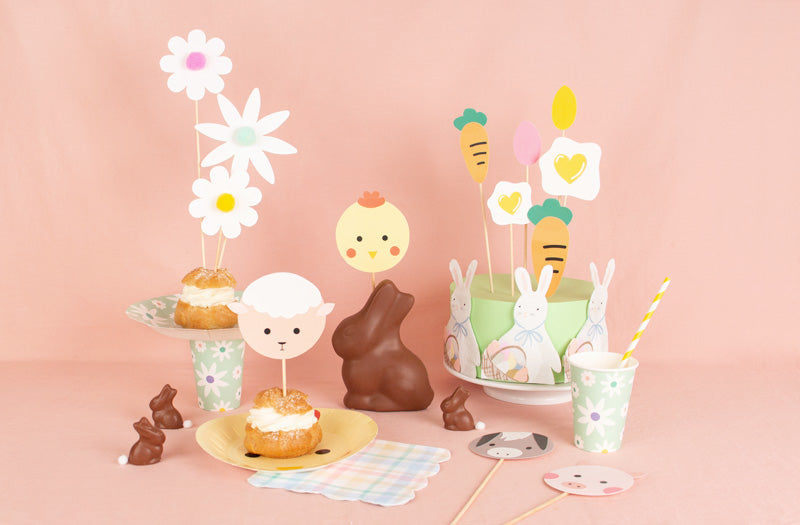Toppers lapins et poussins pour deco gateau de Pâques