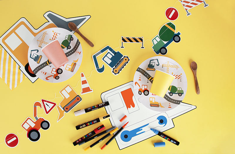 Bricolage facile et rapide : set de table à colorier chantier