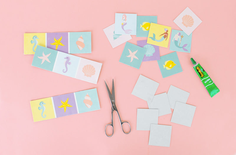 Idée jeu anniversaire et activité manuelle : jeu memory sirène gratuit à imprimer