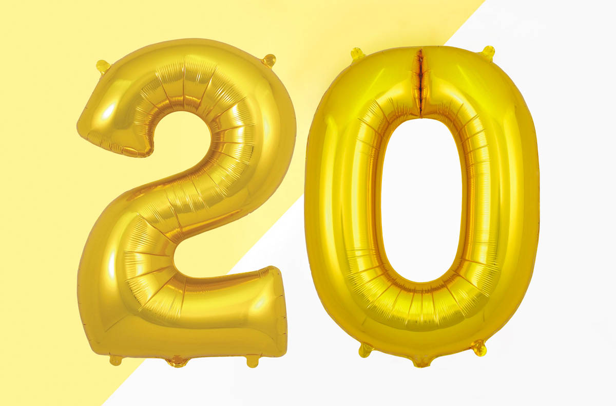 24 Serviettes de table pour anniversaire 20 ans en doré or