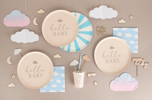 Baby shower nuages