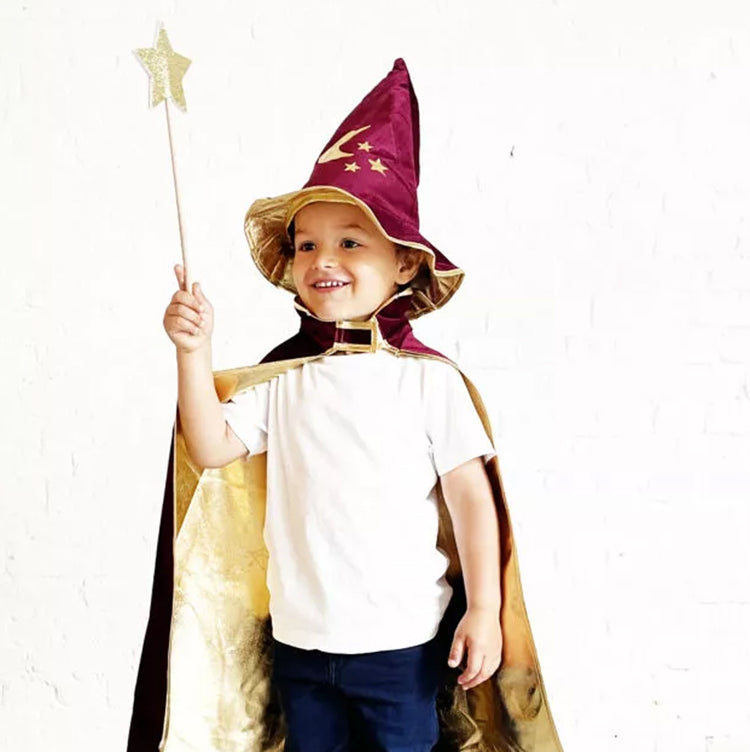 Déguisement de sorcier bordeaux, parfait pour ajouter du mystère à Halloween