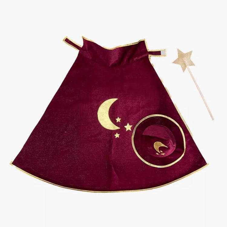 Déguisement de sorcier bordeaux, idéal pour un Halloween sombre et magique