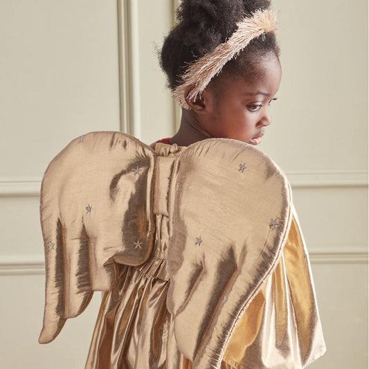 Ailes d'anges dorées et bandeau : deguisement de noel chic