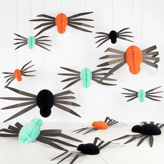 12 araignées alévolées colorées pour votre décoration d'Halloween