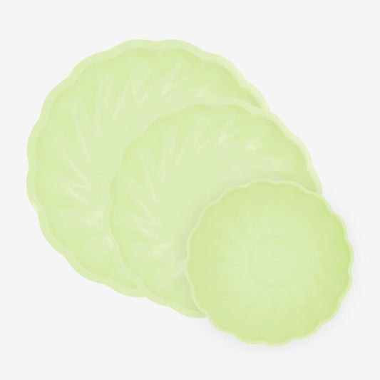 6 assiettes en carton eco vert : deco de table anniversaire jungle