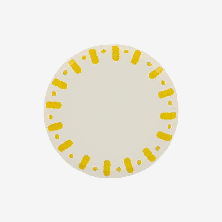 Petites assiettes jaunes pour fĂȘte dâĂ©tĂ© ou baby shower