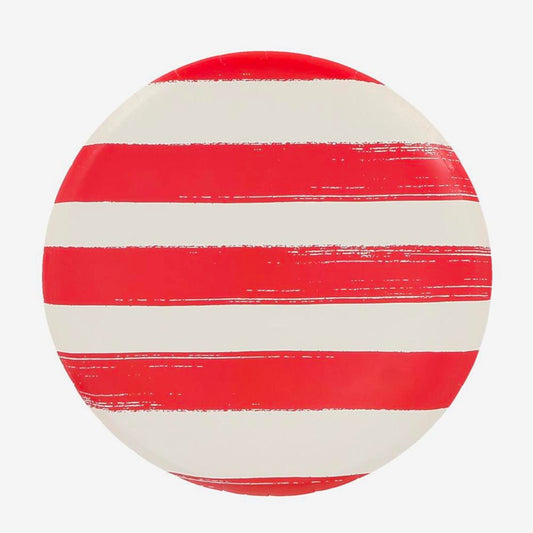 Assiettes rayées rouges pour anniversaire ou pique-nique