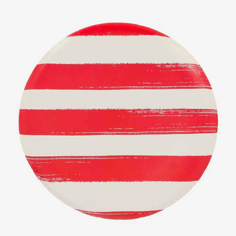 Assiettes rayées rouges pour anniversaire ou pique-nique