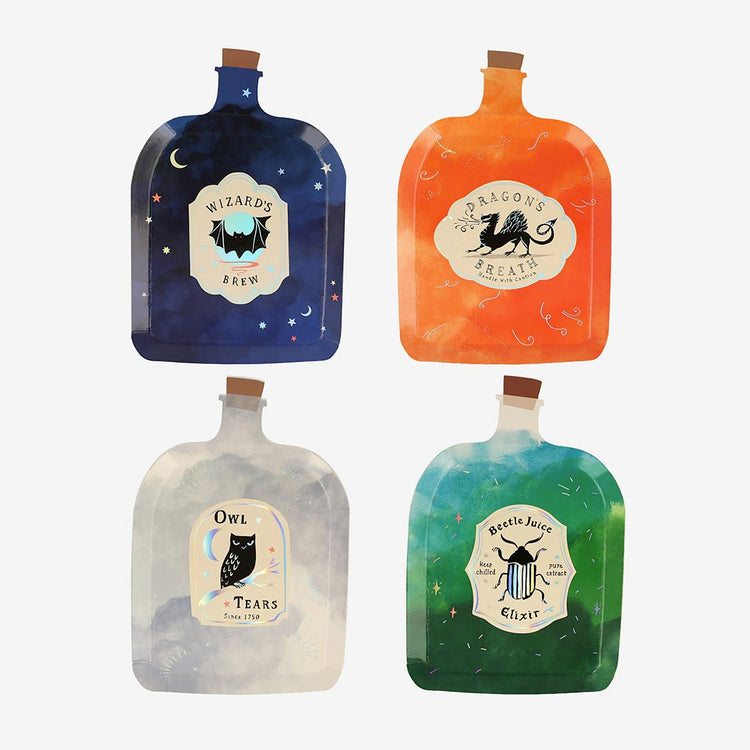 Assiettes en carton potions magiques : deco thème Harry Potter