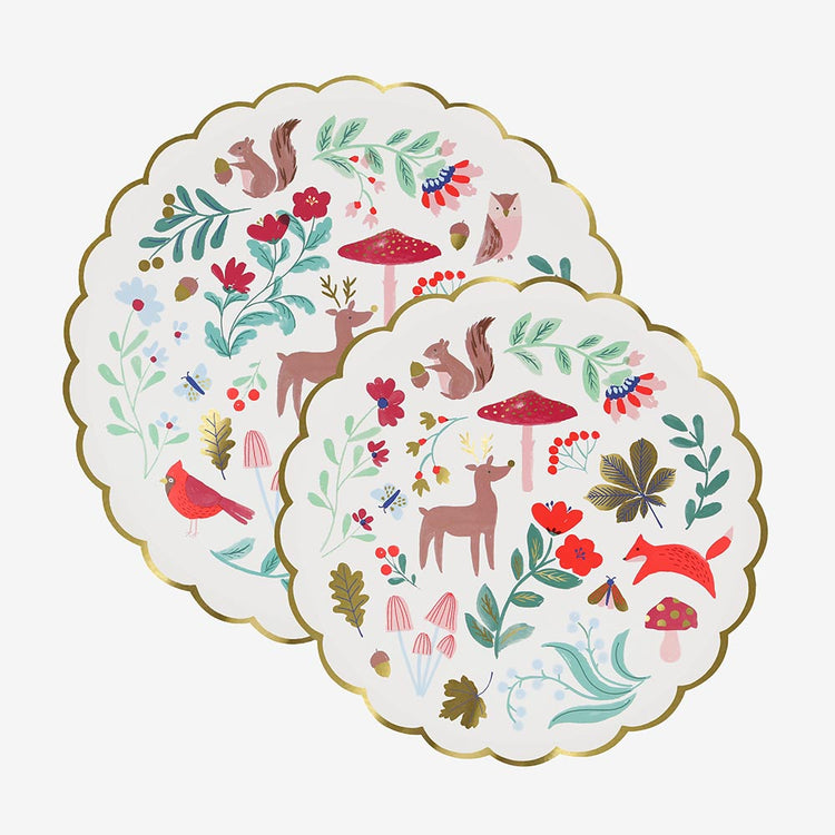 8 assiettes en carton thĂšme foret : decoration de table anniversaire