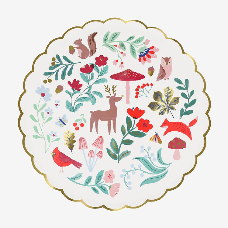 8 assiettes en carton animaux foret : deco de table anniversaire