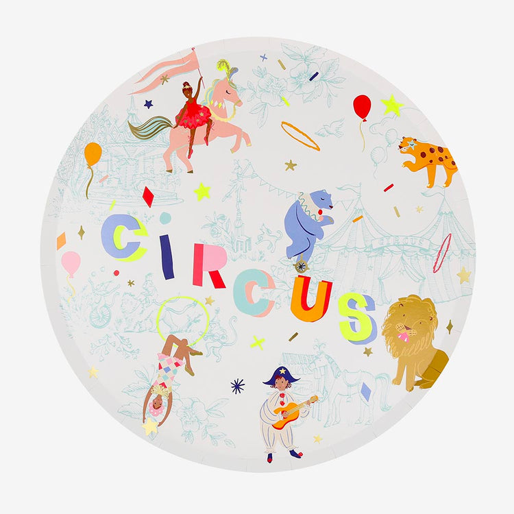 8 assiettes en carton pour deco de table anniversaire cirque