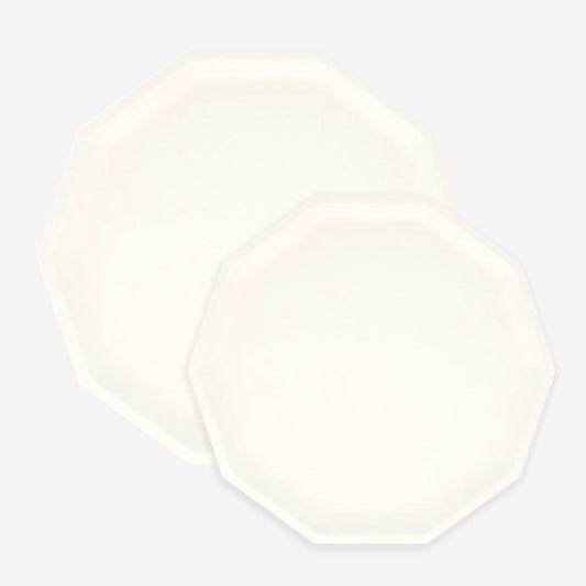 Assiettes compostables blanches effet céramique, chic et écolo
