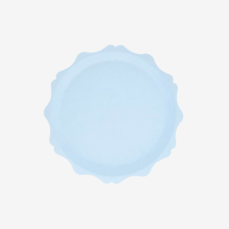 8 assiettes bleues jetables, effet céramique ancien