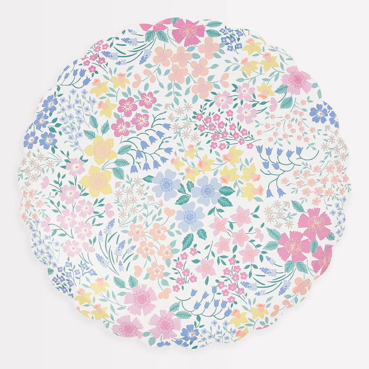 Assiettes carton imprimé floral, décoration vintage