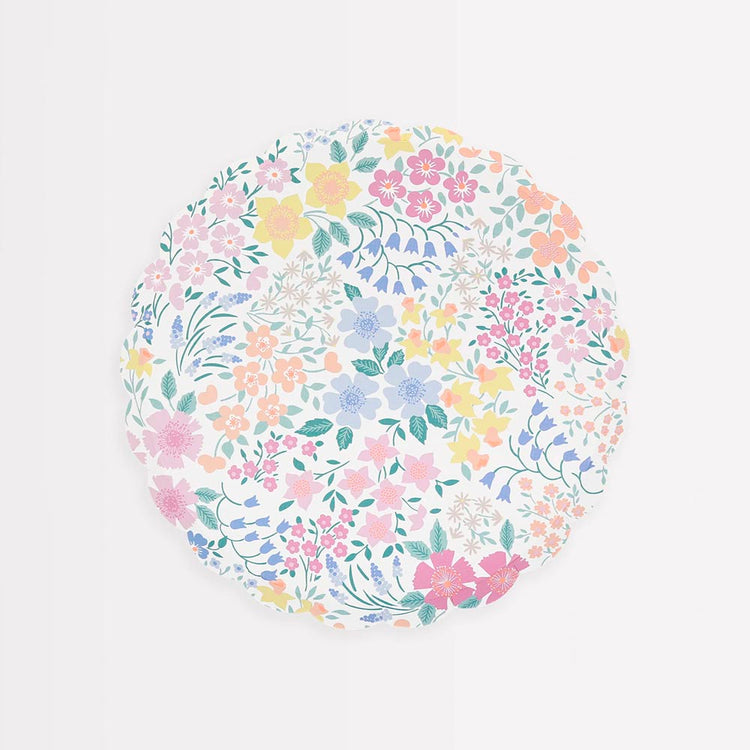 Vaisselle papier fleurs cottage, charme rustique