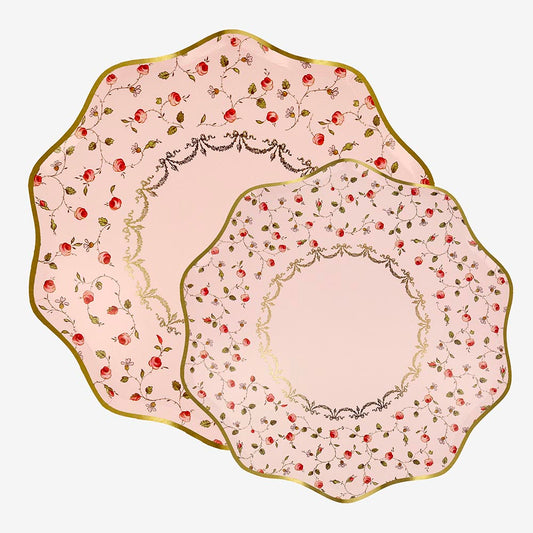8 assiette en carton Ladurée rose - deco de table anniversaire
