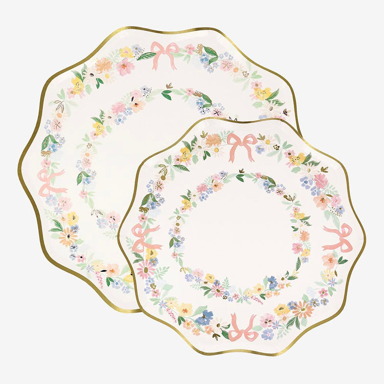 8 assiettes en carton lapin fleuri : decoration de table ferme