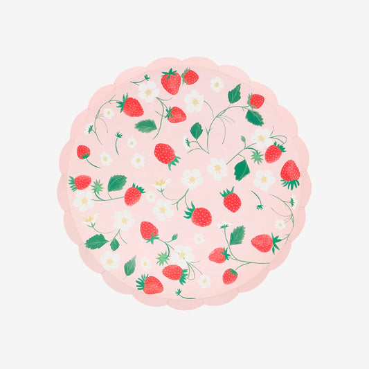 8 assiettes fraises, un motif fruité et délicat pour anniversaire fille