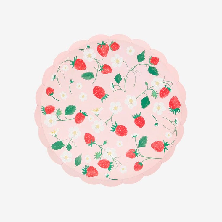 8 assiettes fraises, un motif fruité et délicat pour anniversaire fille