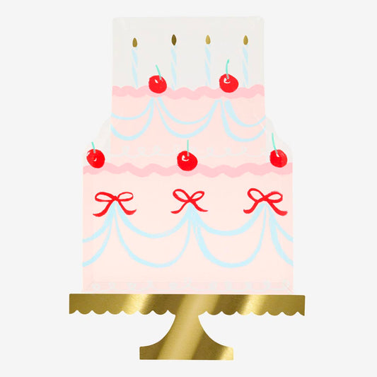 Assiettes gâteau anniversaire, en carton coloré et festif