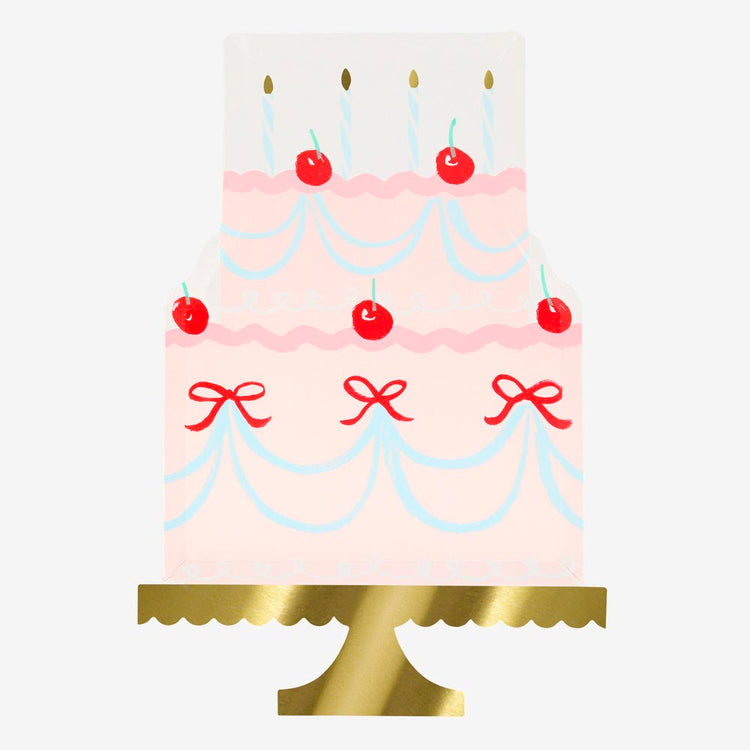 Assiettes gâteau anniversaire, en carton coloré et festif