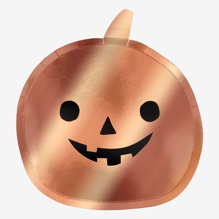 8 assiettes en carton citrouille meri meri pour un gouter de fête halloween