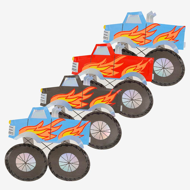 8 assiettes camion monster, pour un fan de voiture
