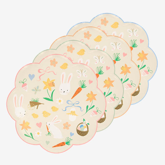 8 assiettes en carton motifs de Pâques pour decoration fete