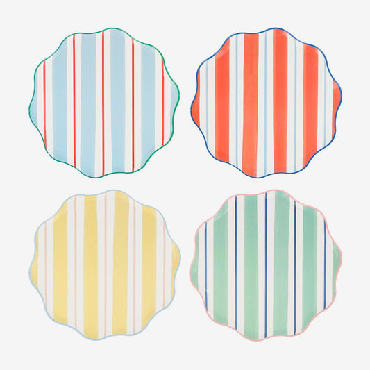 8 assiettes en carton multicolores, pour goûter d’enfants