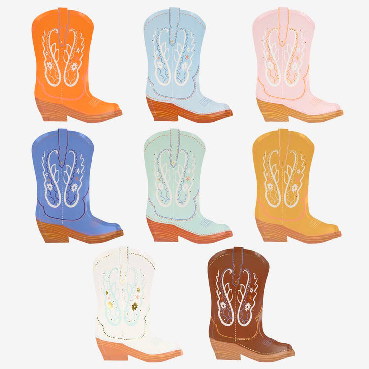 Assiettes santiags en carton, déco Far West pour table d'anniversaire