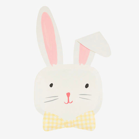 8 assiettes en carton tête de lapin : deco de table pâques