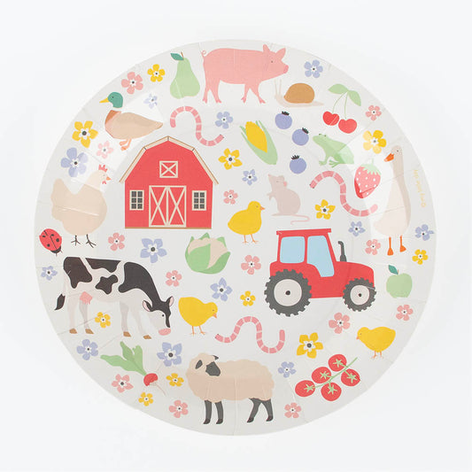 Assiettes animaux de la ferme pour goûter d’enfant