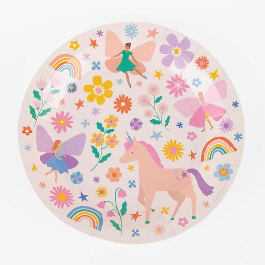 Assiettes licorne pastel pour fête magique ou féérique