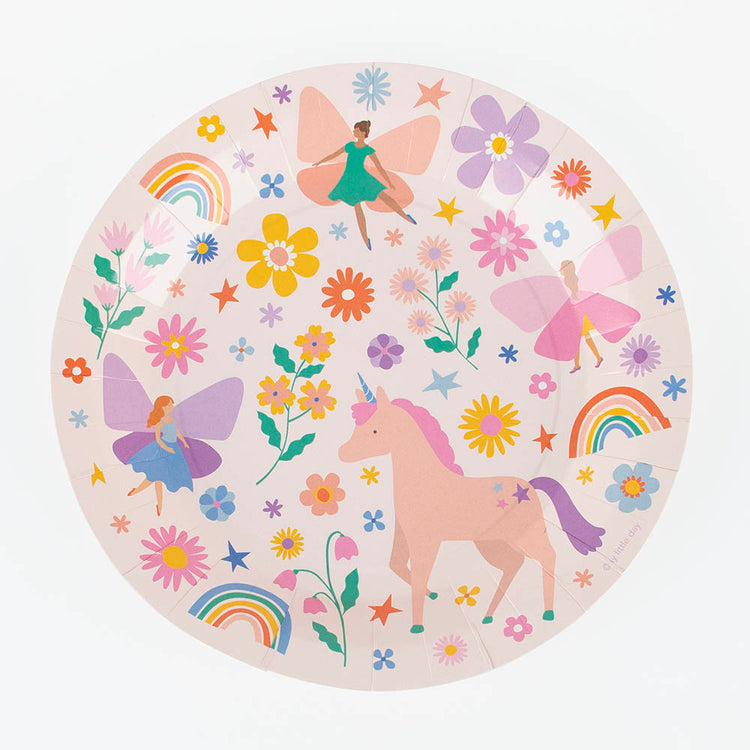 Assiettes licorne pastel pour fête magique ou féérique