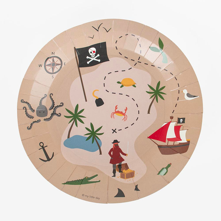 8 assiettes en carton pour anniversaire pirate My Little Day