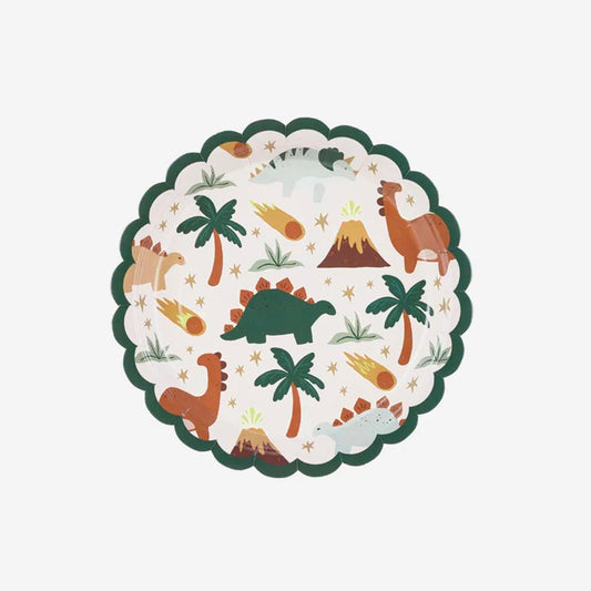 6 petites assiettes en carton dino : deco de table anniversaire enfant