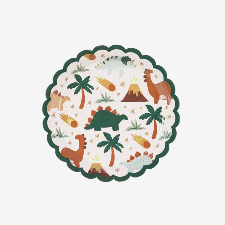6 petites assiettes en carton dino : deco de table anniversaire enfant