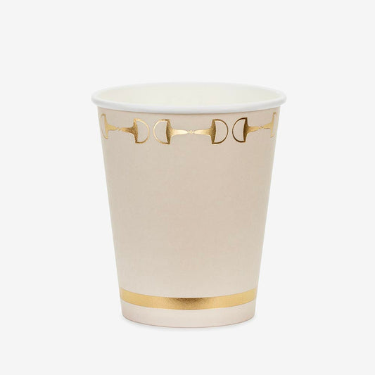 gobelets étriers dorés pour une déco de table anniversaire cheval