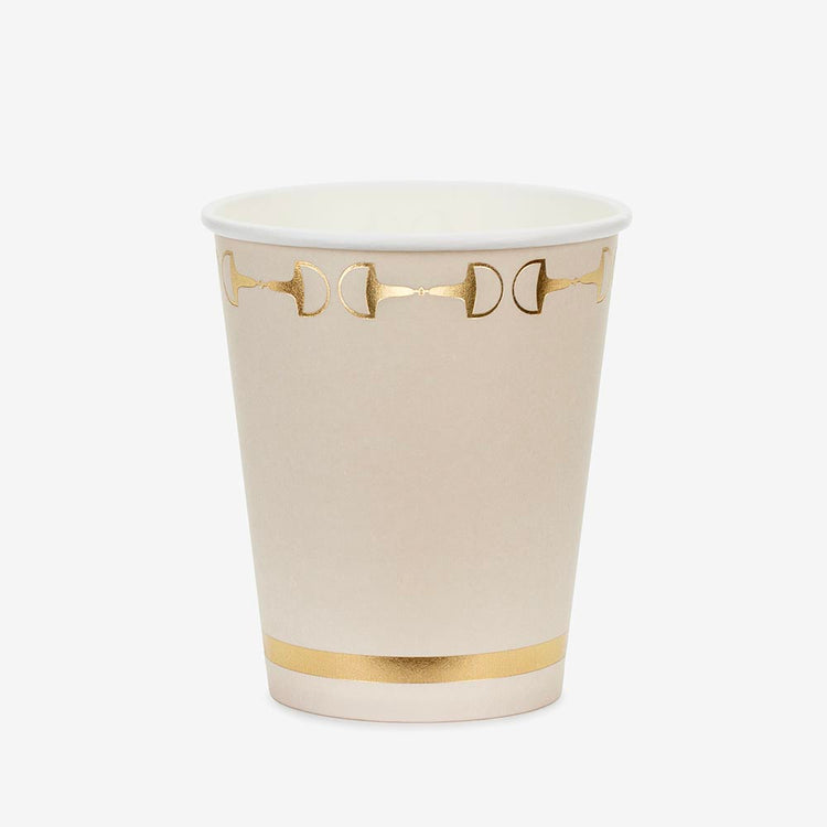 gobelets étriers dorés pour une déco de table anniversaire cheval