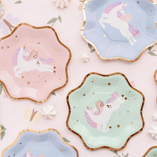 Assiette en carton : 6 assiettes licorne pastel pour une fête licorne
