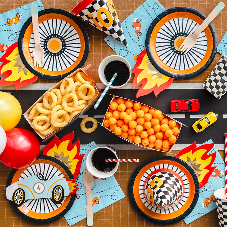 6 assiettes en carton roue de voiture : déco de table voiture