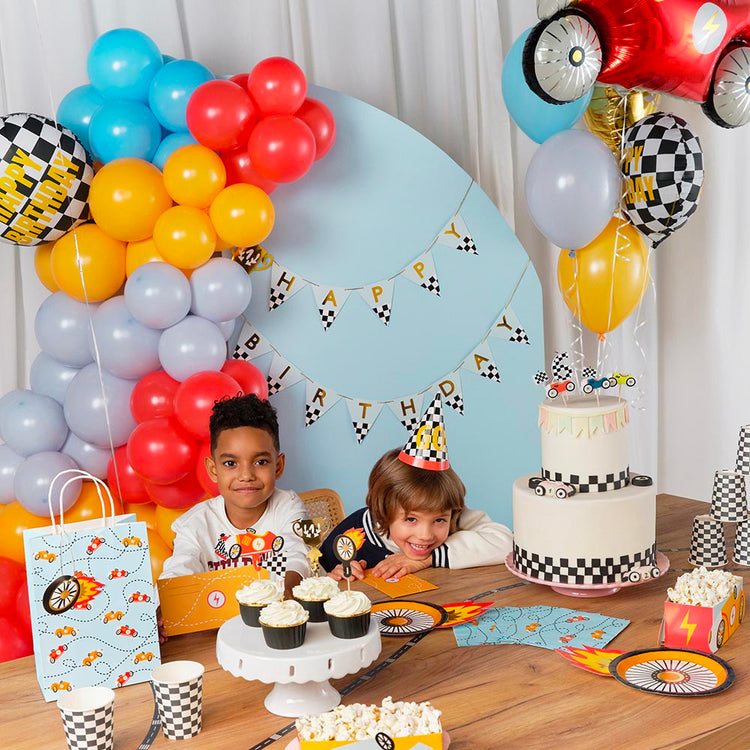 6 assiettes en carton roue de voiture : déco anniversaire garcon