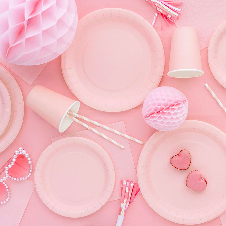Assiettes rose clair : décoration anniversaire