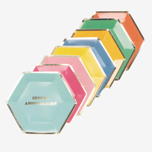 8 assiettes en carton Joyeux anniversaire - décoration de table fete