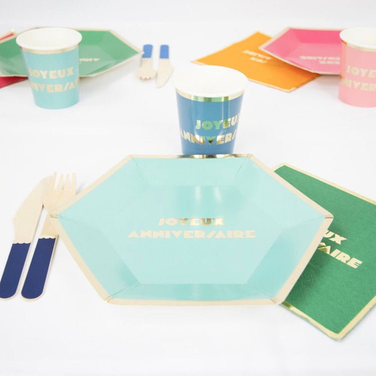 8 assiettes en carton Joyeux anniversaire - deco de table anniversaire