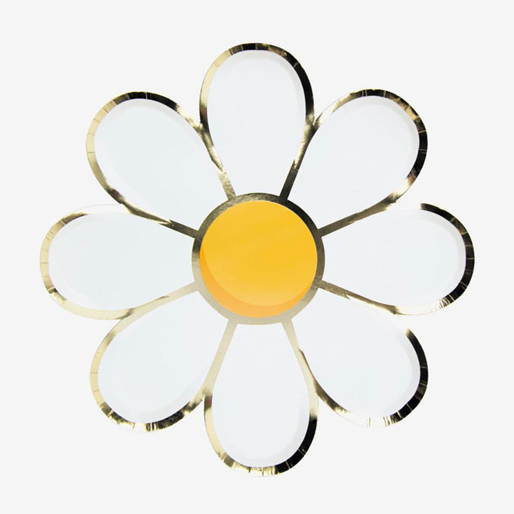 8 assiettes en carton marguerites : deco de table anniversaire fille